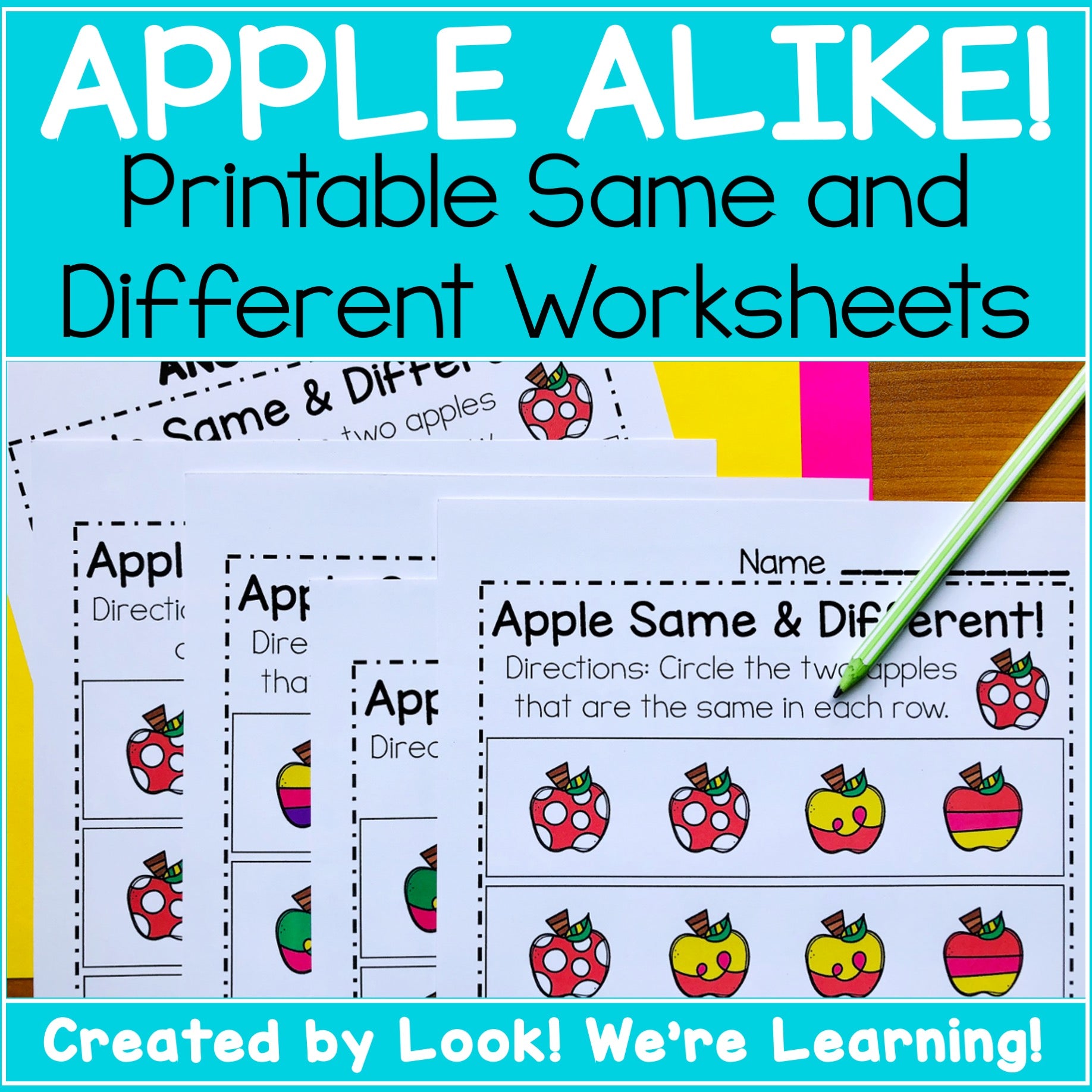 Apple Alike! Printable Same or Different Activity – Look! We're Learning! apple-alike-printable-same-or-different-activity-look-we-re-learning